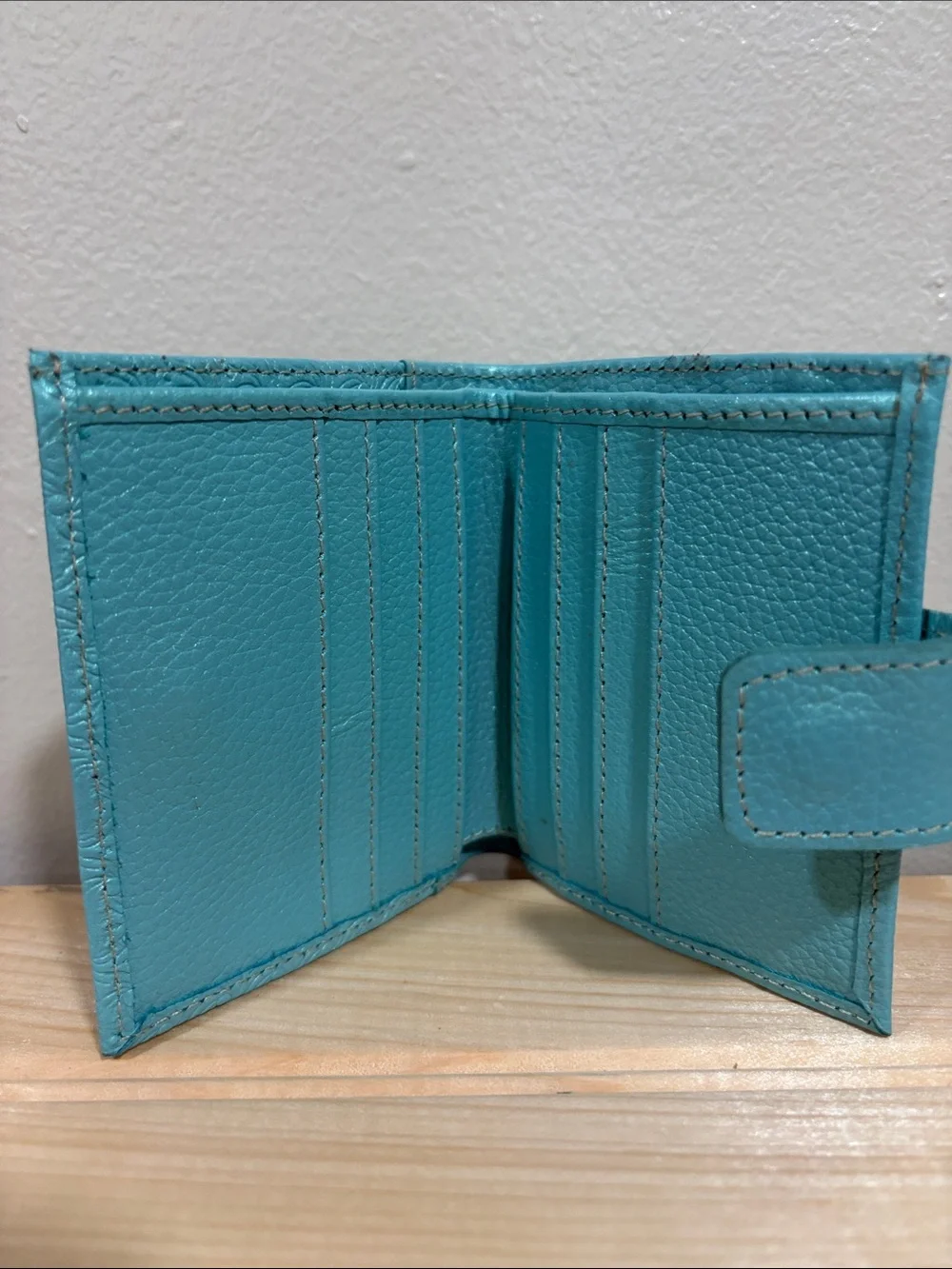 Turquoise Embossed Leather Wallet - Unbranded